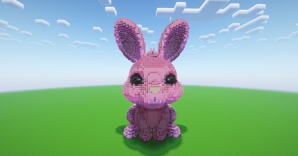 Minecraft Pink Rabbit Statue