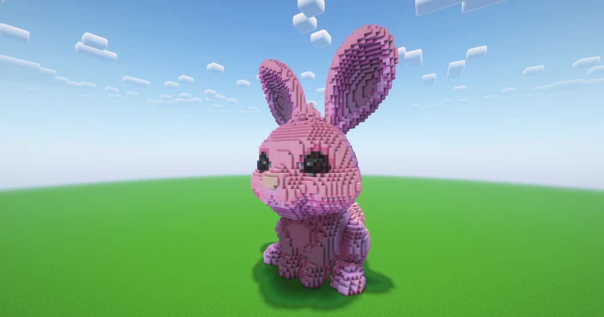 Minecraft Pink Rabbit Statue preview 1