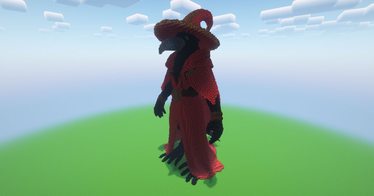 Minecraft Red Raven Statue preview 1