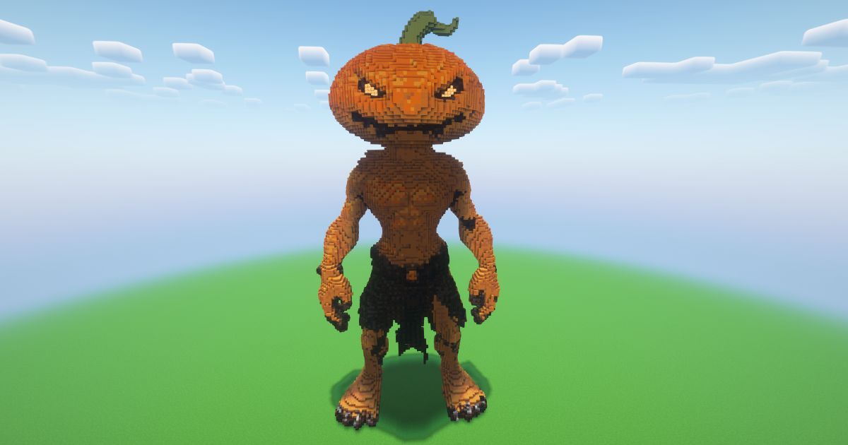 Minecraft Halloween Jack-O-Lantern Statue