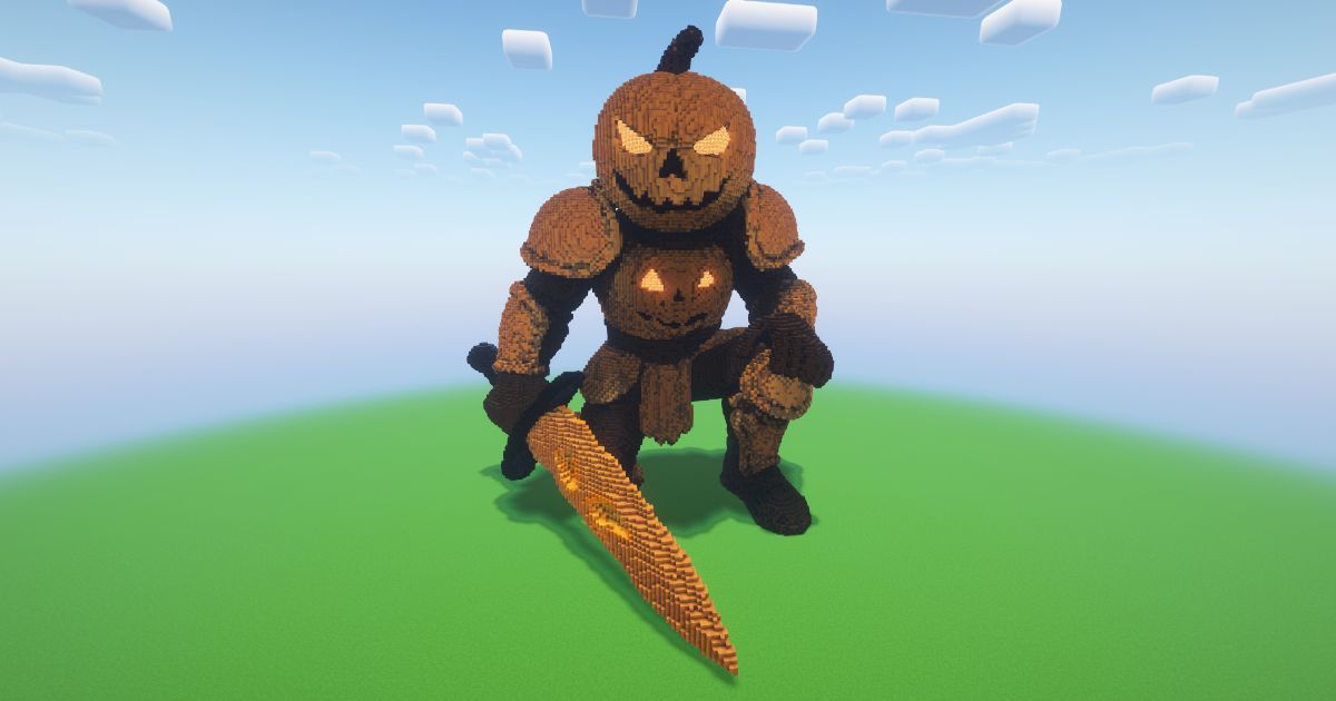 Minecraft Halloween Jack-O-Lantern 2 Statue