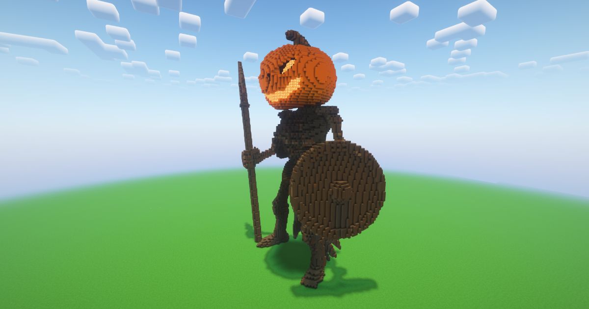 Minecraft Halloween Pumpkin Skeleton Statue preview 1