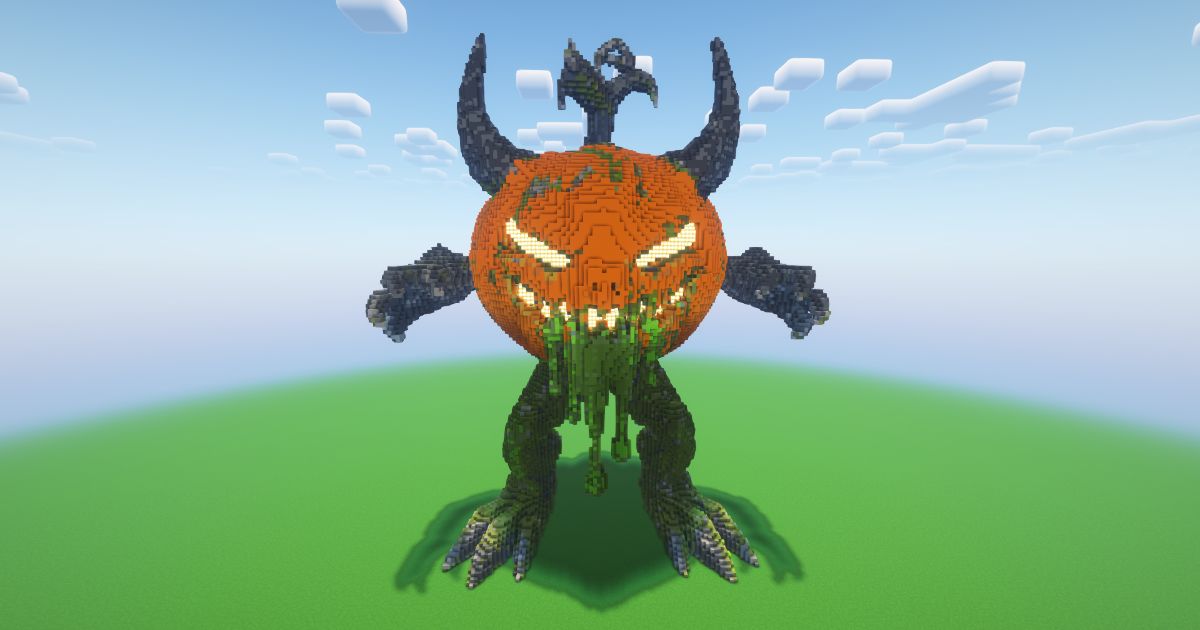 Minecraft Halloween Spooky Pumpkin Statue