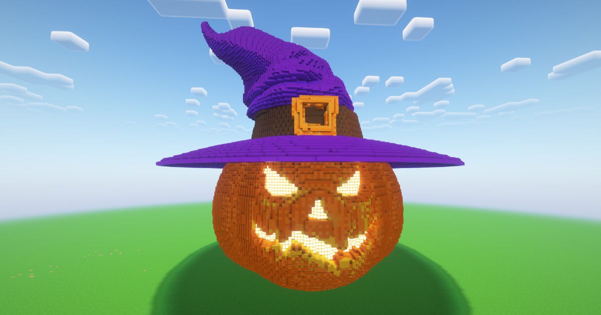 Minecraft Halloween Witch Pumpkin Statue