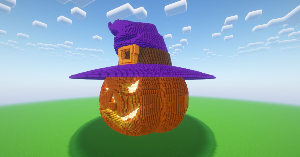 Minecraft Halloween Witch Pumpkin Statue preview 1
