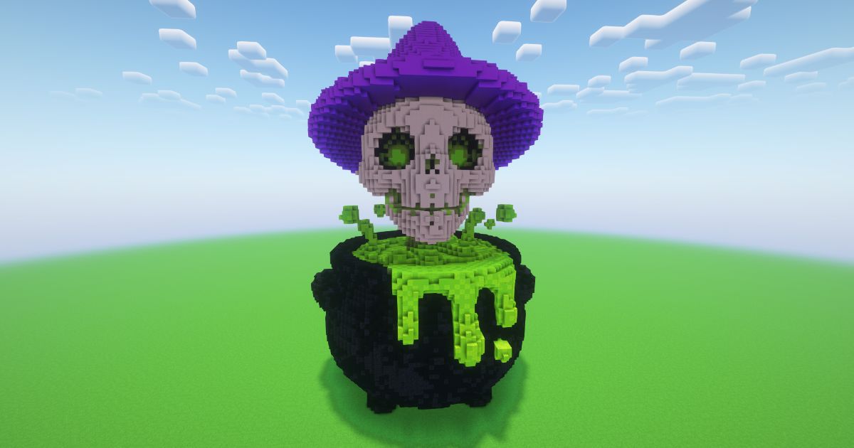 Minecraft Halloween Cauldron Sorcerer Statue