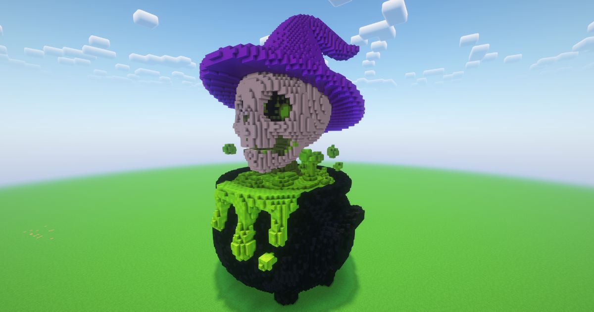Minecraft Halloween Cauldron Sorcerer Statue preview 1