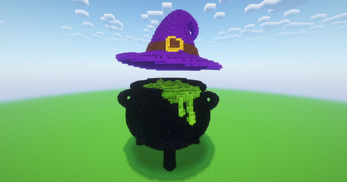 Minecraft Halloween Magic Cauldron Statue