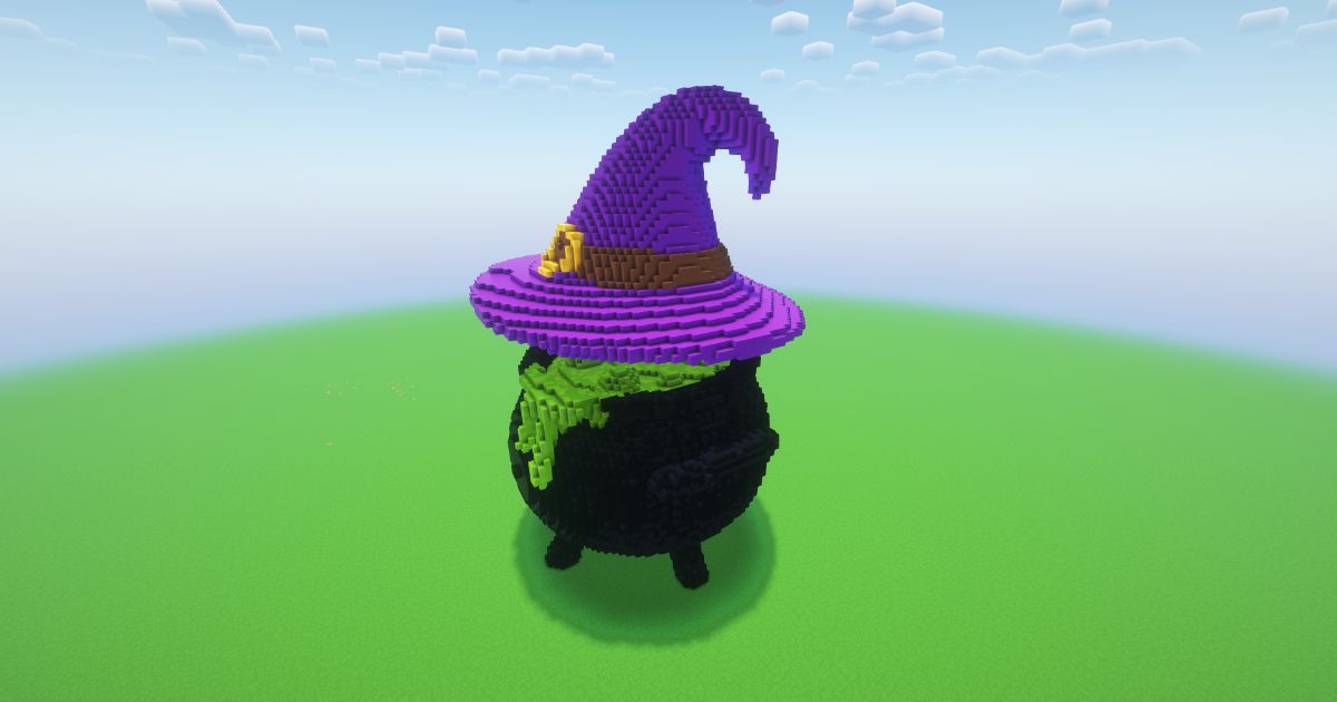 Minecraft Halloween Magic Cauldron Statue preview 1