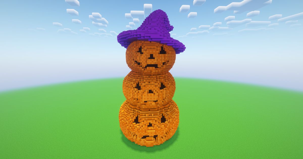 Minecraft Halloween Stacked Pumpkin Statue