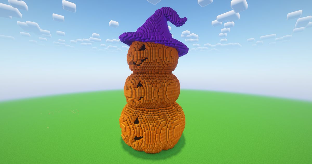Minecraft Halloween Stacked Pumpkin Statue preview 1