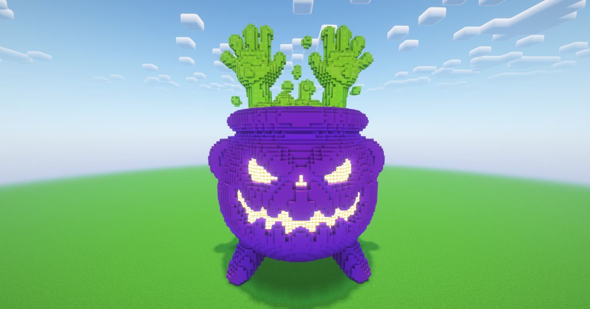 Minecraft Halloween Scary Cauldron Statue