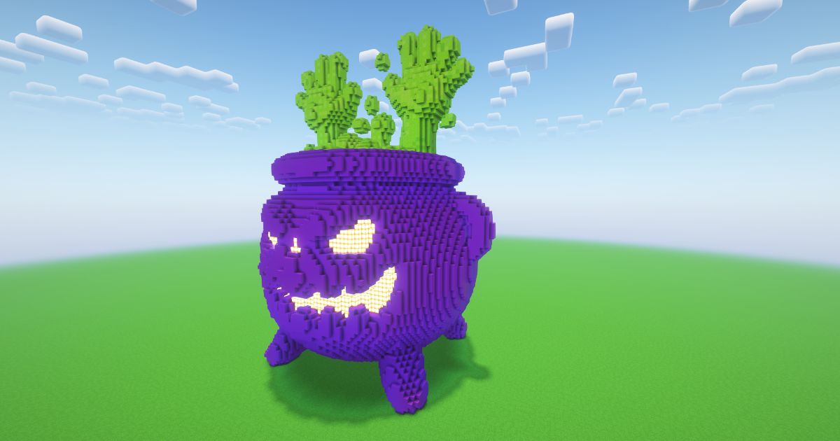 Minecraft Halloween Scary Cauldron Statue preview 1