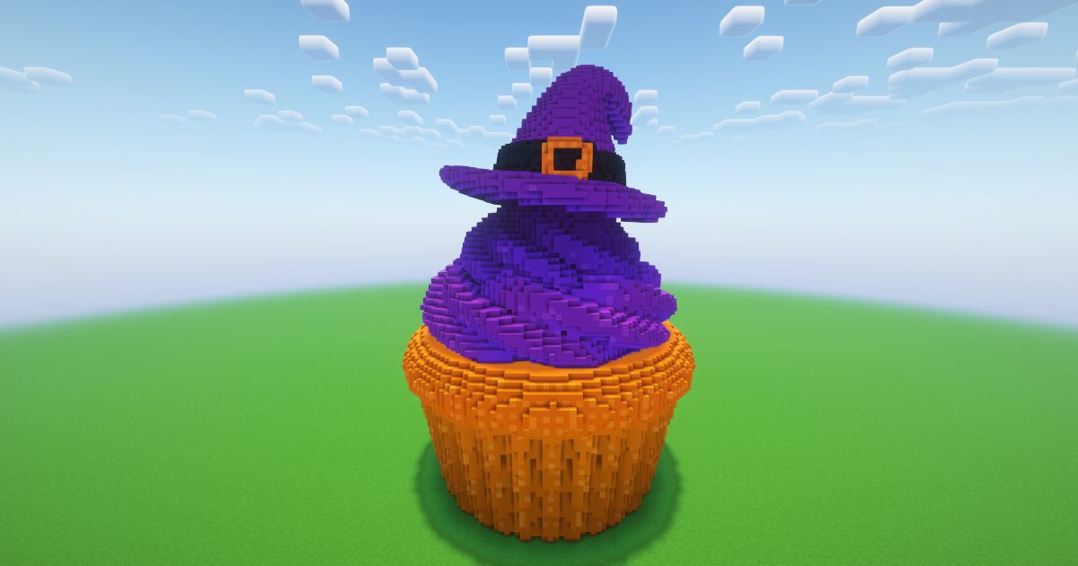 Minecraft Halloween Witch Cupcake Statue