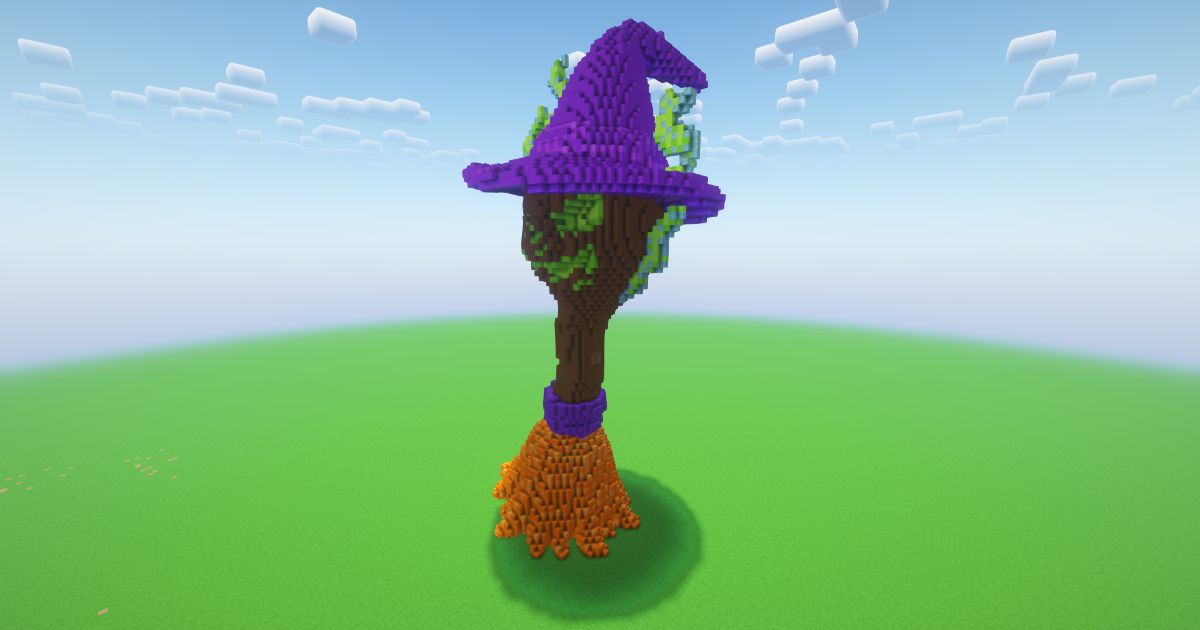 Minecraft Halloween Witch Broom Statue preview 1