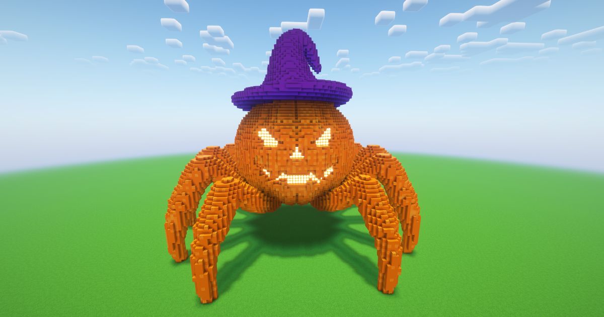 Minecraft Halloween Spider Pumpkin Statue