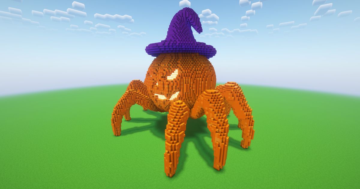 Minecraft Halloween Spider Pumpkin Statue preview 1
