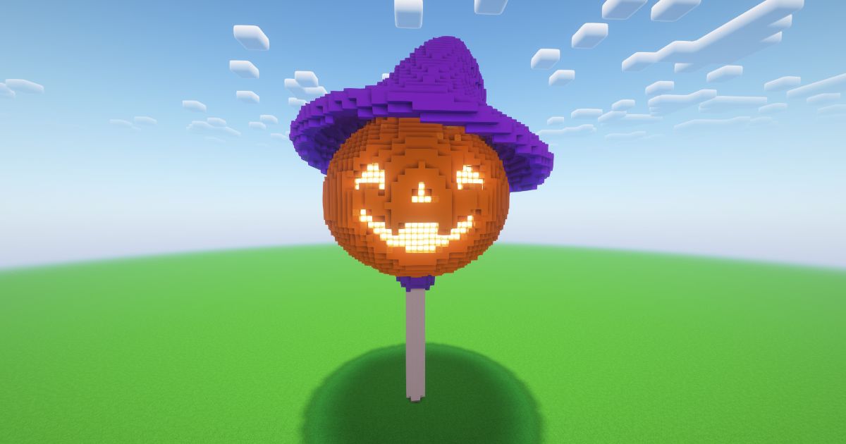 Minecraft Halloween Pumpkin Lollipop Statue
