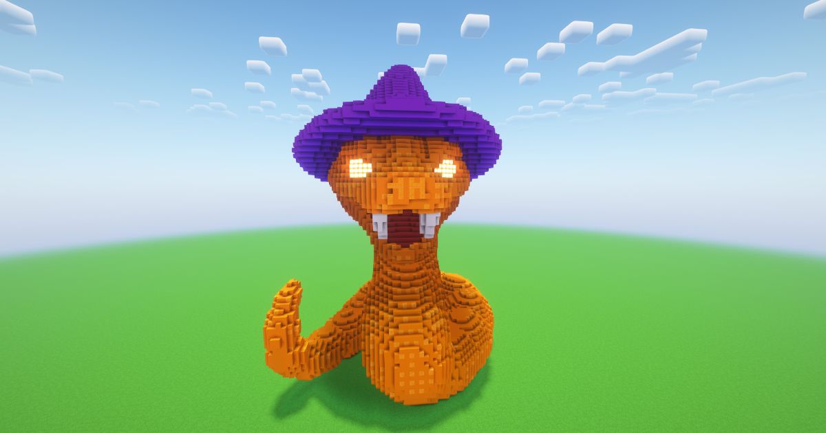 Minecraft Halloween Pumpkin Snake Statue