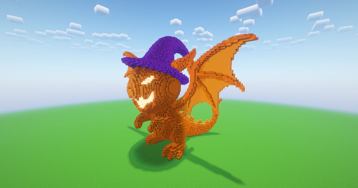 Minecraft Halloween Pumpkin Dragon Statue preview 1