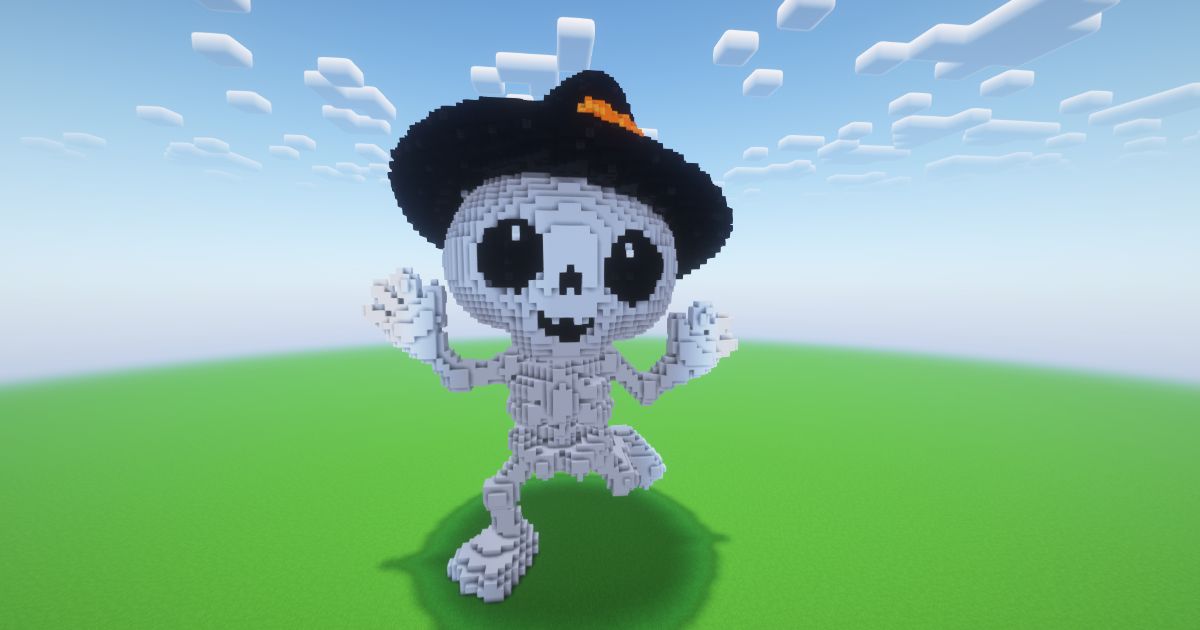 Minecraft Halloween Skeleton Statue
