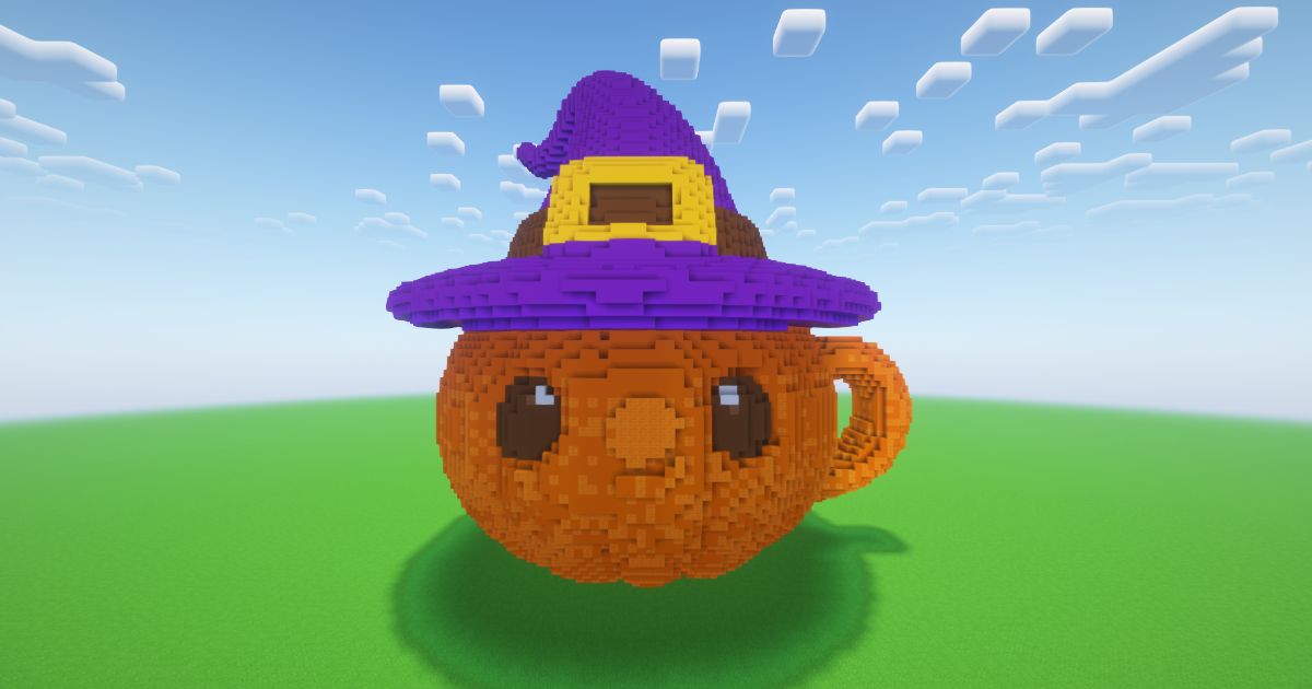 Minecraft Halloween Pumpkin Cup Statue