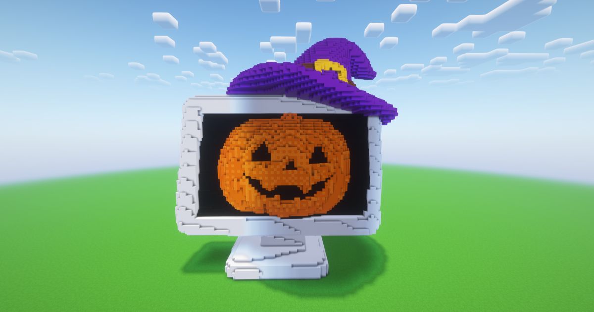 Minecraft Halloween Gamer Monitor Statue