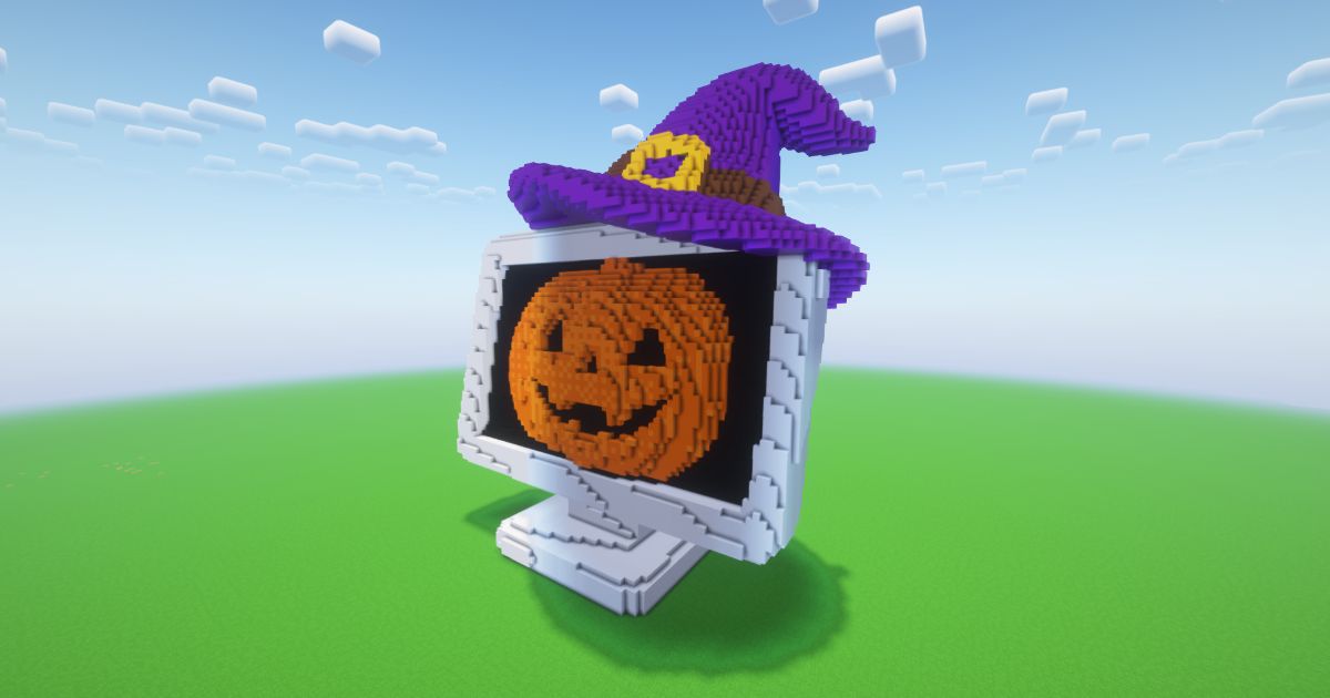 Minecraft Halloween Gamer Monitor Statue preview 1