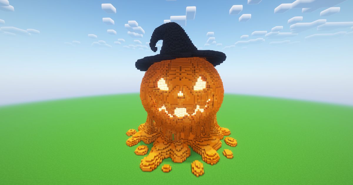 Minecraft Halloween Witch Pumpkin 2 Statue