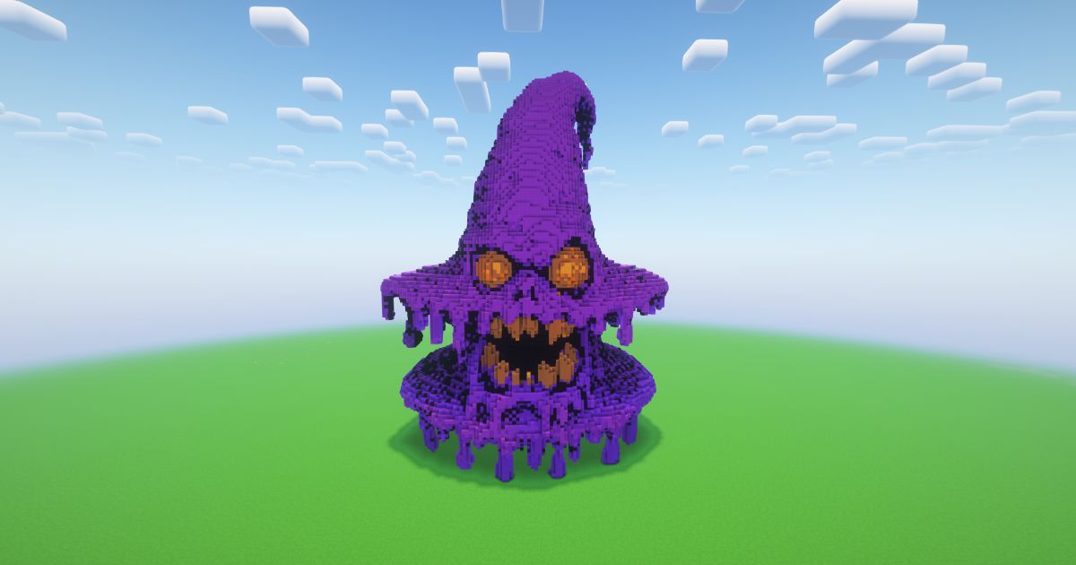 Minecraft Halloween Scary Witch Hat Statue