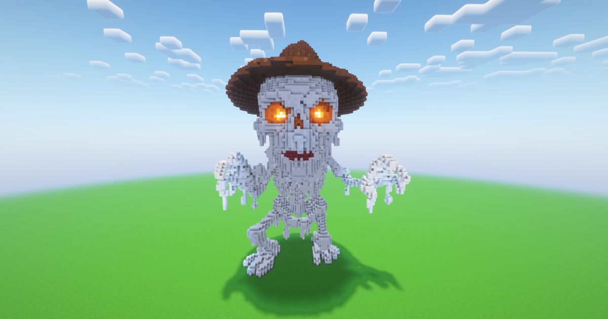 Minecraft Halloween Scary Skeleton Statue
