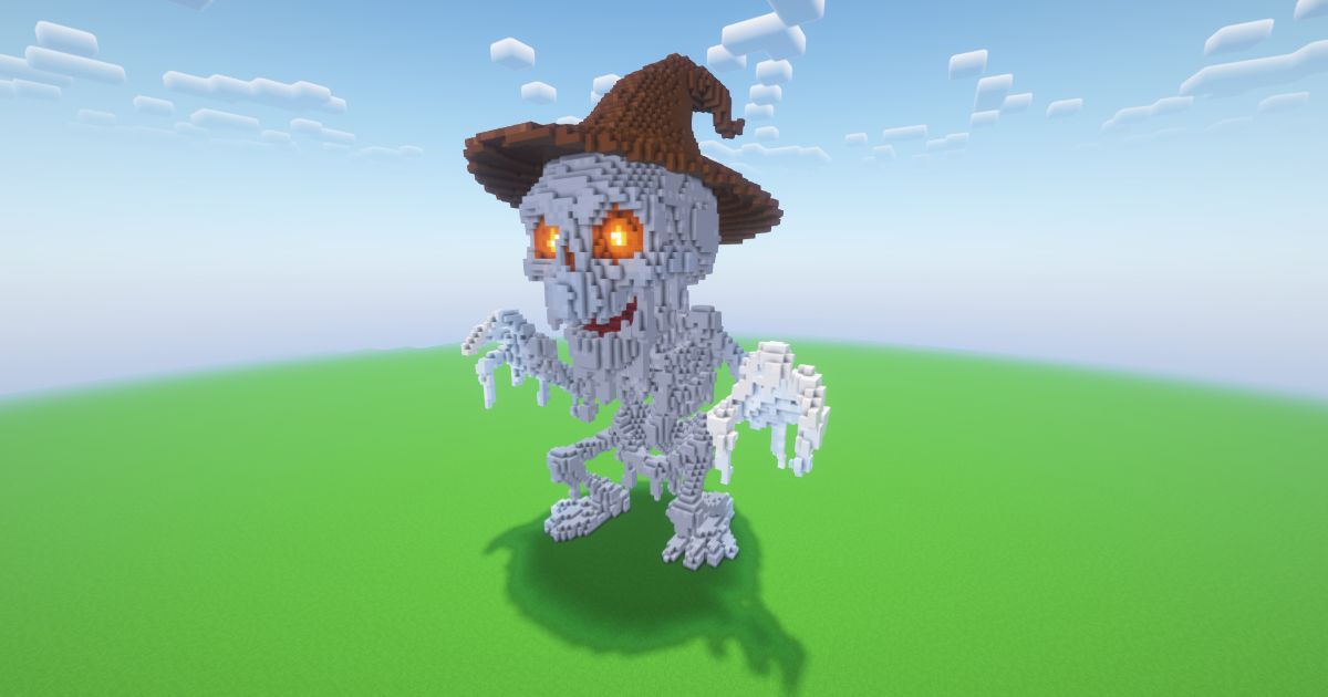 Minecraft Halloween Scary Skeleton Statue preview 1