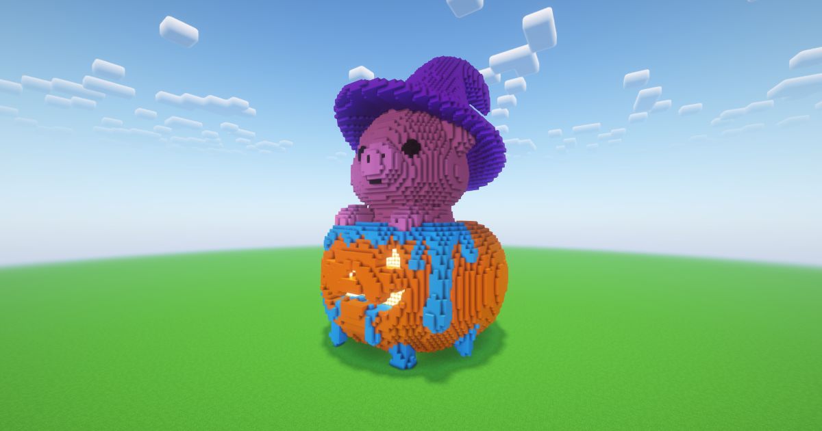 Minecraft Halloween Pumpkin Pig Statue preview 1
