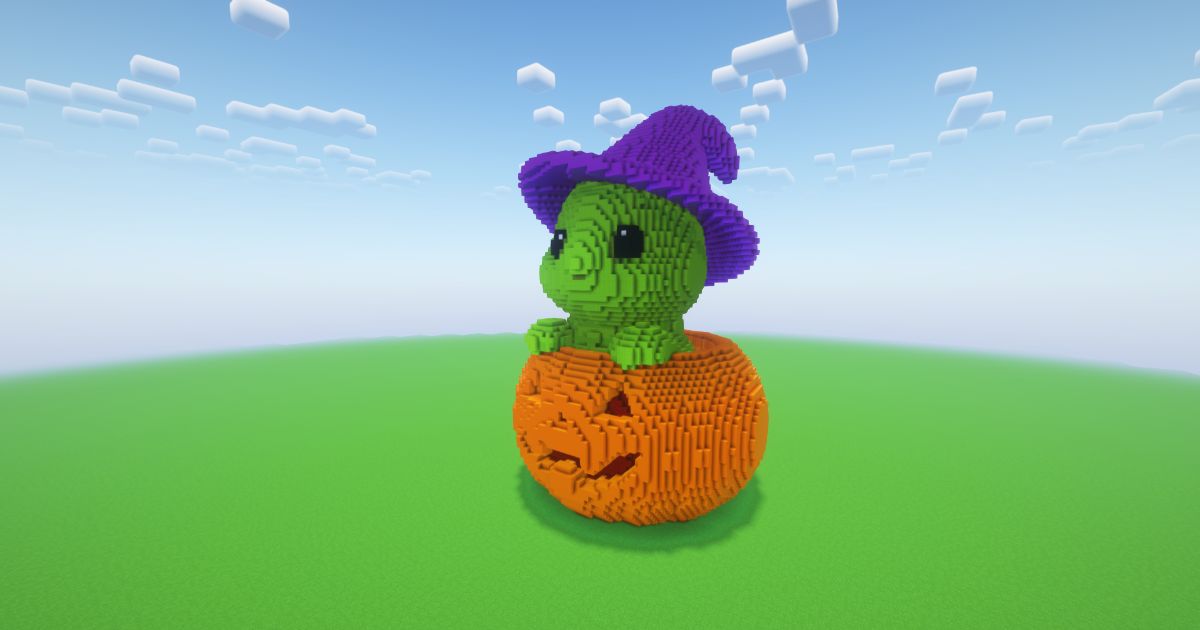 Minecraft Halloween Pumpkin Caterpillar Statue preview 1
