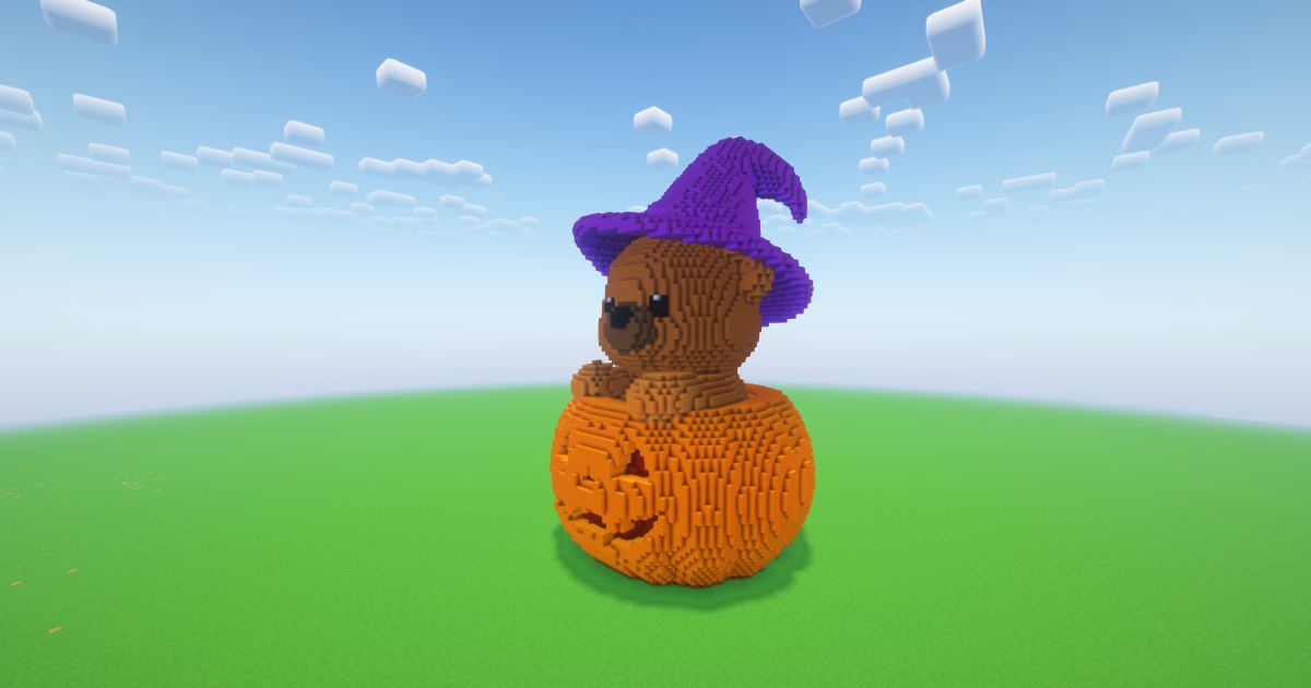Minecraft Halloween Pumpkin Bear Statue preview 1