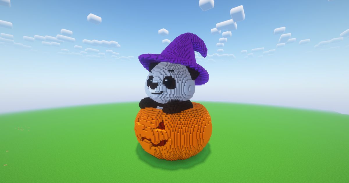 Minecraft Halloween Pumpkin Panda Statue preview 1