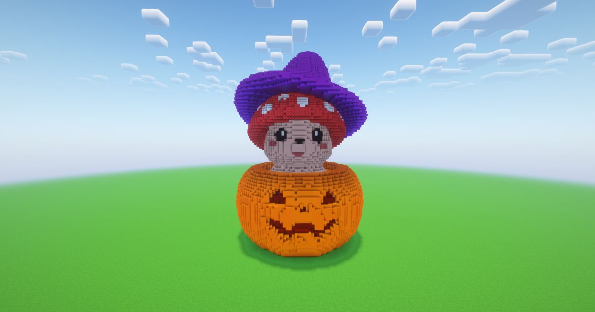 Minecraft Halloween Pumpkin Mushroom Statue