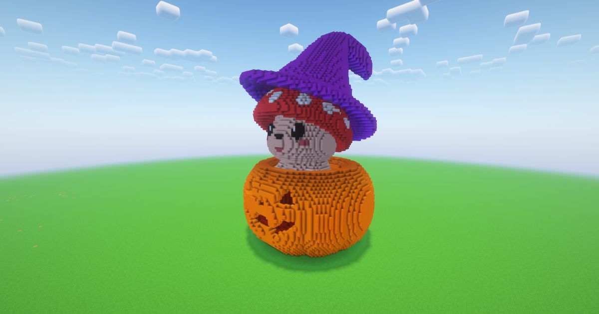 Minecraft Halloween Pumpkin Mushroom Statue preview 1