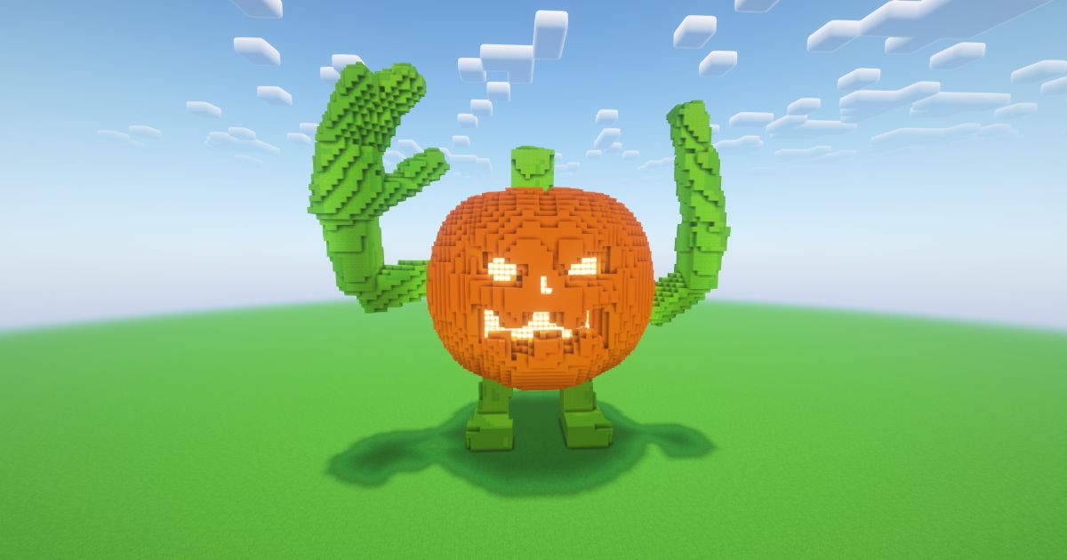Minecraft Halloween Crazy Pumpkin Statue