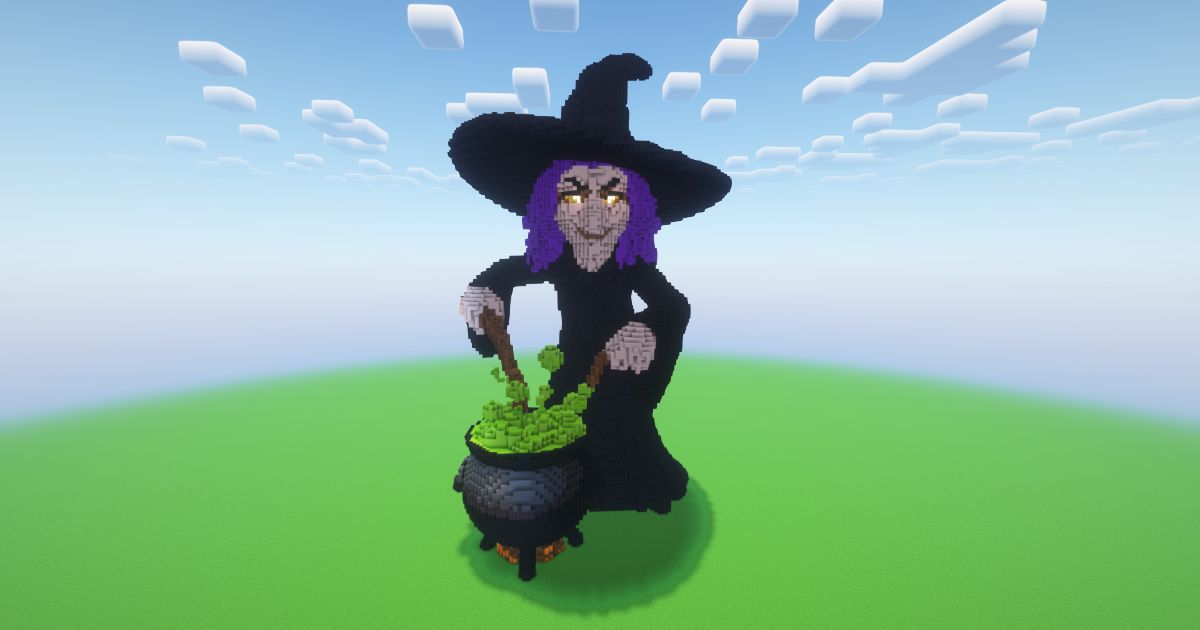 Minecraft Halloween Witch Statue