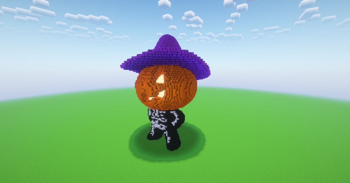 Minecraft Halloween Cute Jack-o-Lantern Statue preview 1