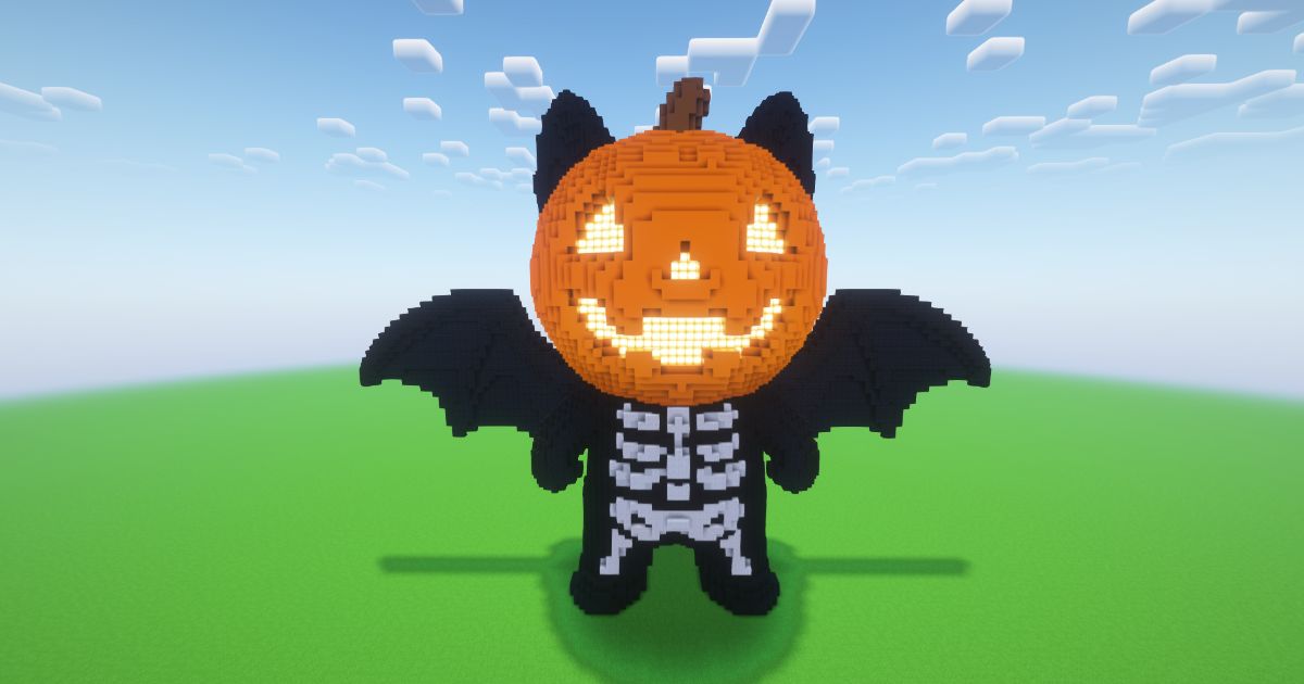Minecraft Halloween Cute Jack-o-Lantern 2 Statue