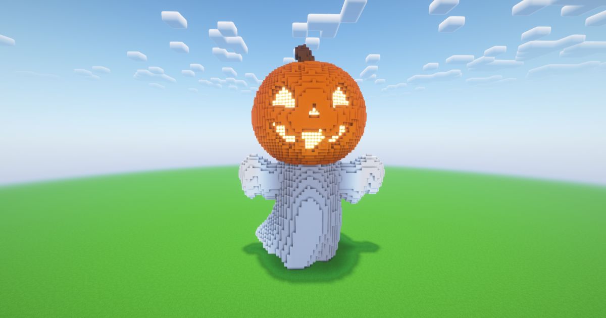 Minecraft Halloween Ghost Jack-o-Lantern Statue