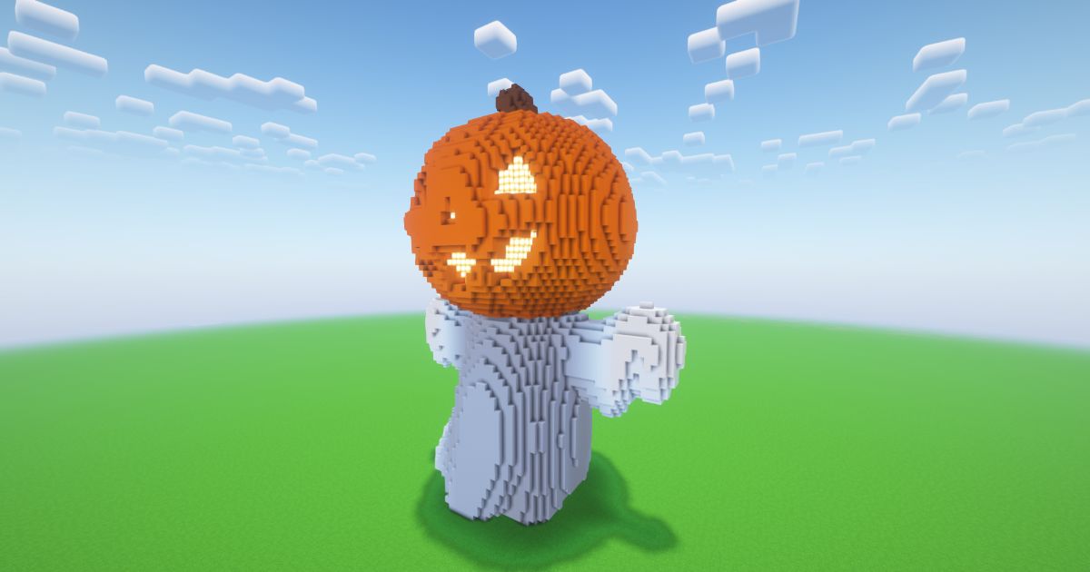 Minecraft Halloween Ghost Jack-o-Lantern Statue preview 1