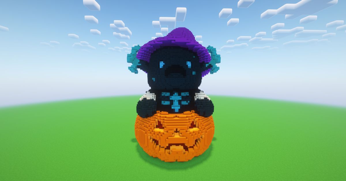 Minecraft Halloween Pumpkin Warden Statue