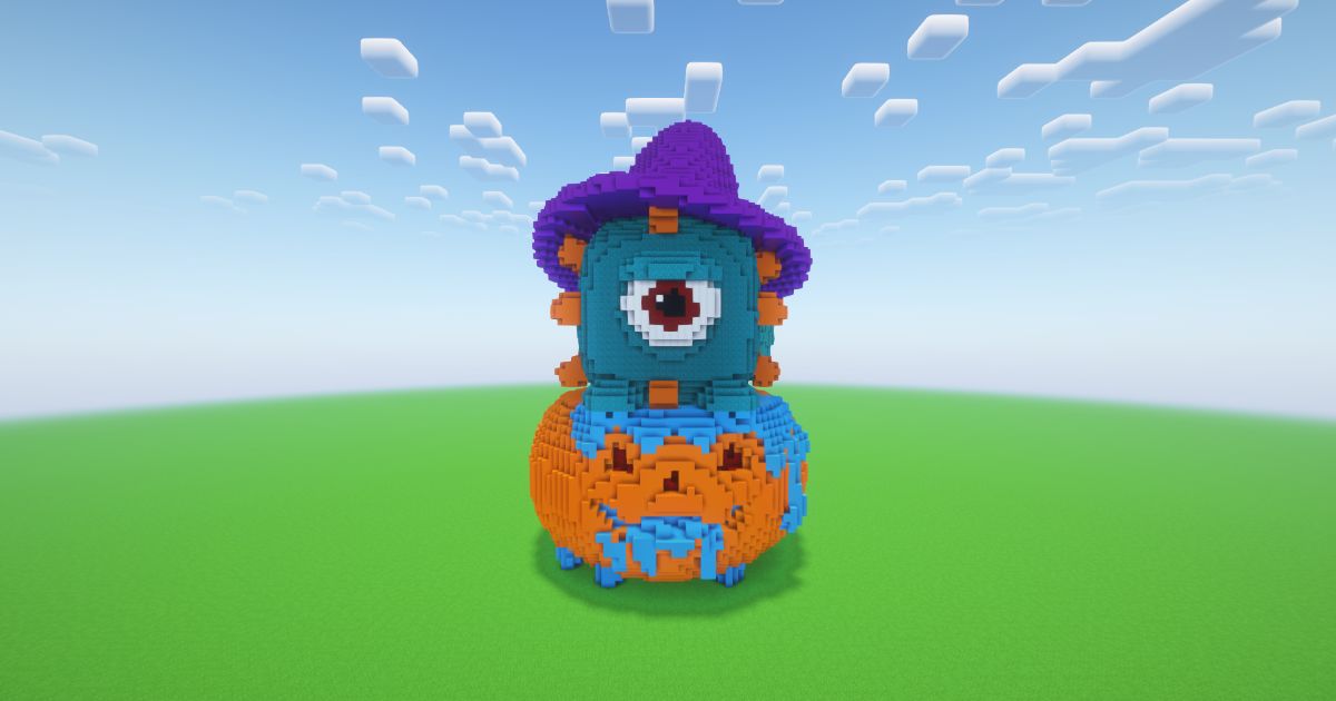 Minecraft Halloween Pumpkin Guardian Statue