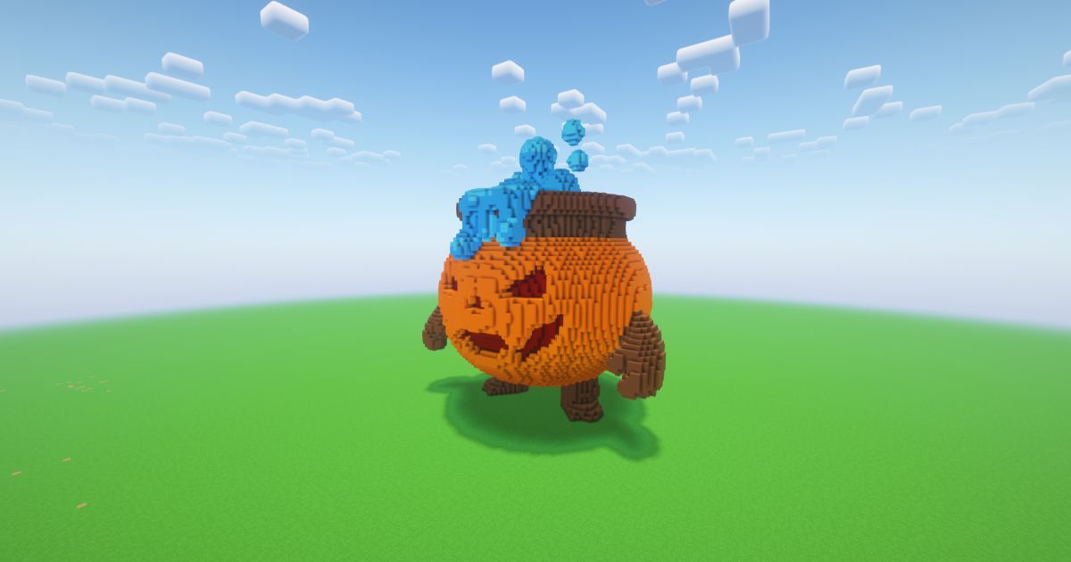 Minecraft Halloween Pumpkin Cauldron Statue preview 1
