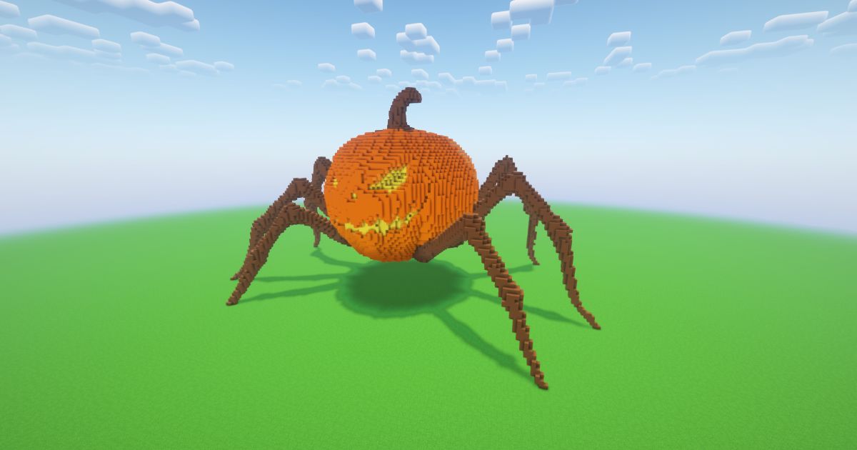 Minecraft Halloween Pumpkin Spider Statue preview 1