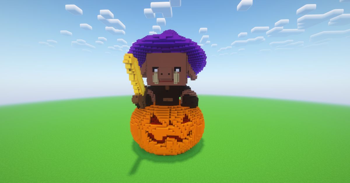 Minecraft Halloween Pumpkin Piglin Statue