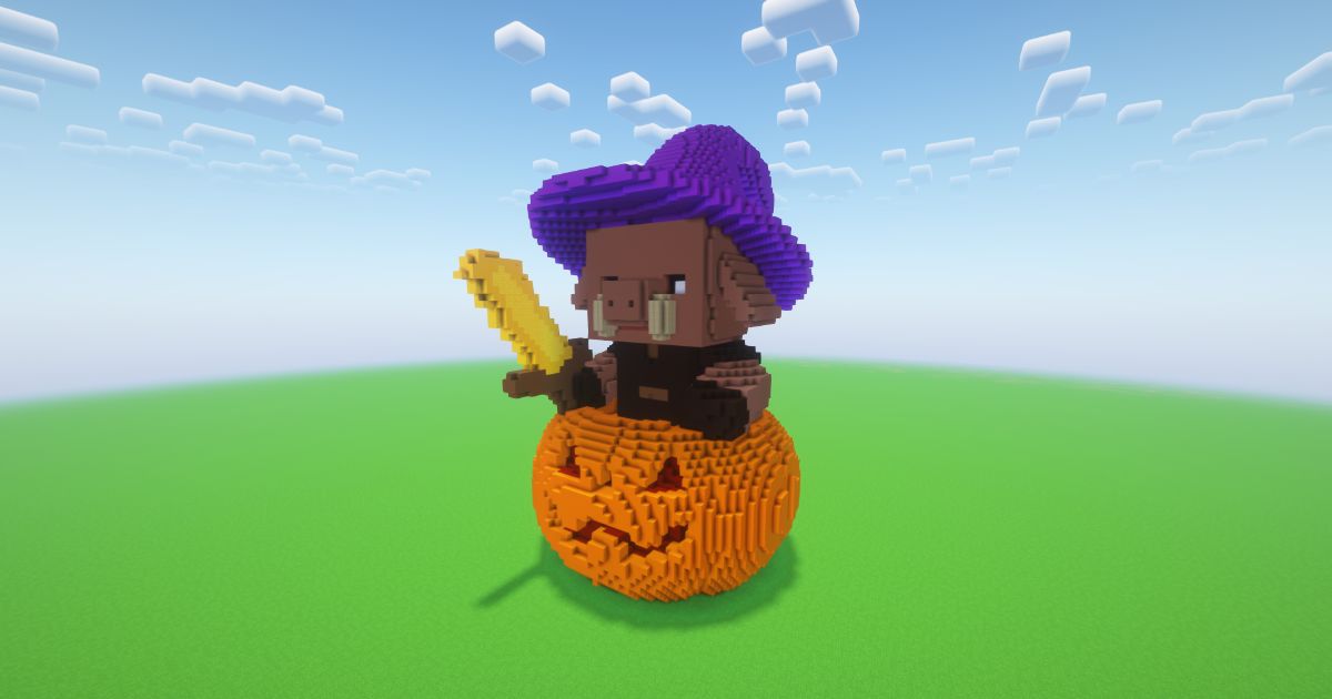 Minecraft Halloween Pumpkin Piglin Statue preview 1